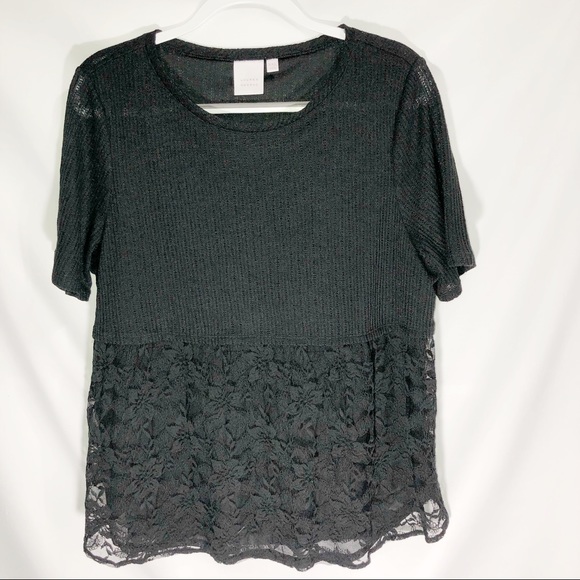 LC Lauren Conrad Tops - Lauren Conrad Black Lace Bottom Tunic
